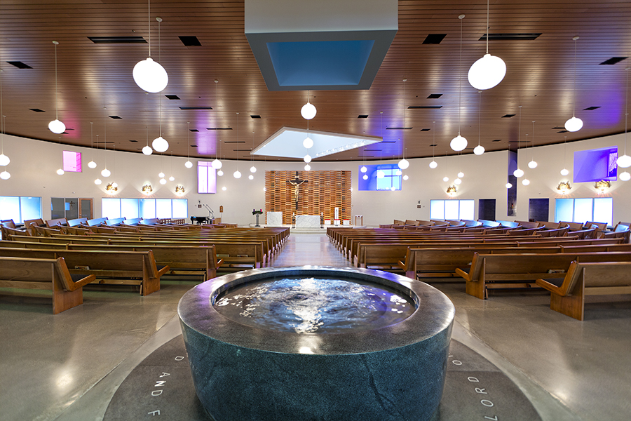 St. Joseph the Worker Church Interior Space with Sparano Mooney designed font