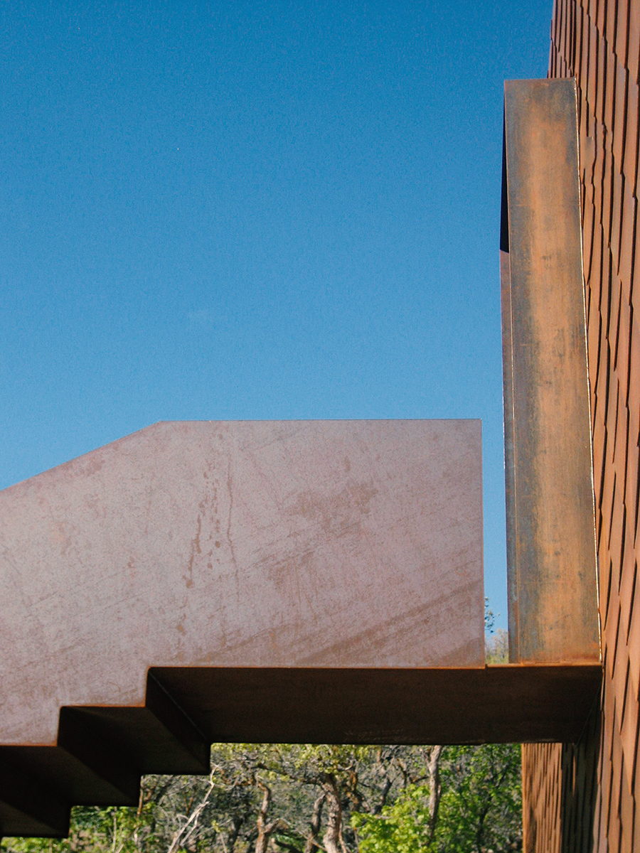 Emigration Canyon Residence Steel Stair entry detail