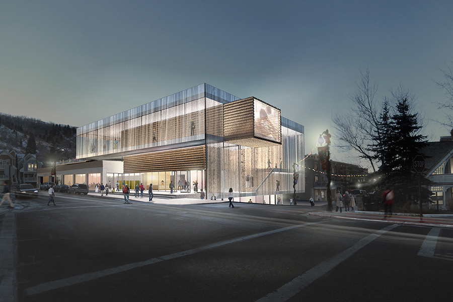 Kimball Art Center in Park City, Utah Nighttime rendering.