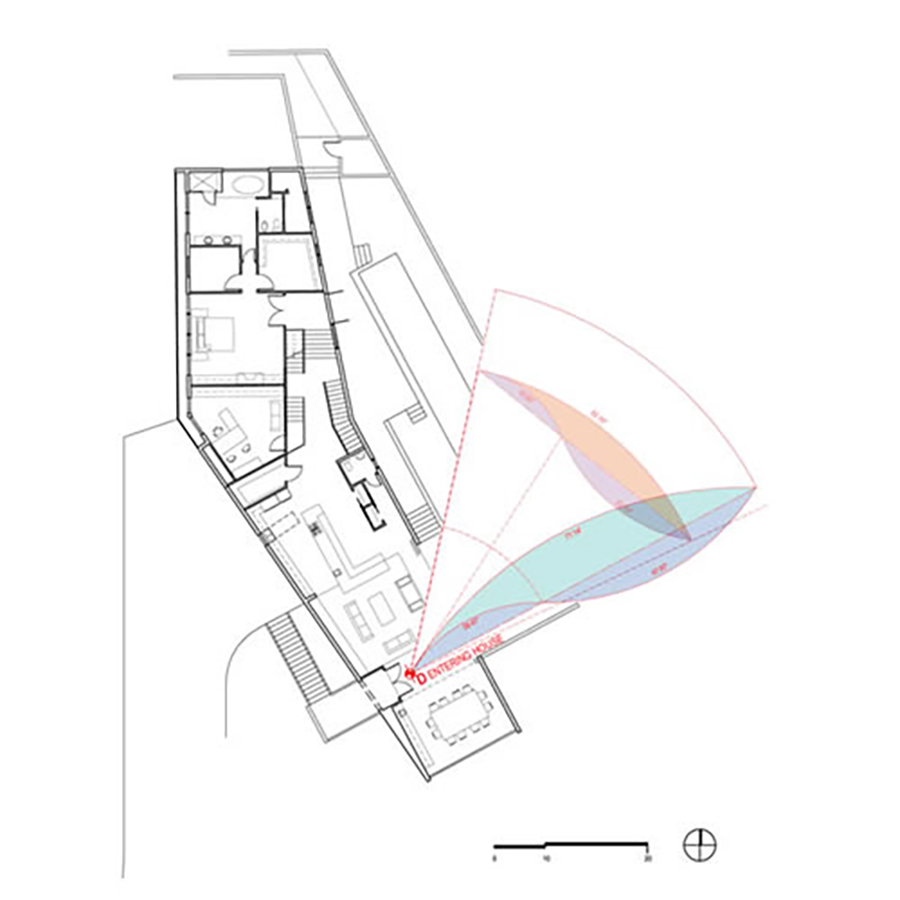 Malibu Canyon Residence Viewpoint Angle Diagram and Floor Plan