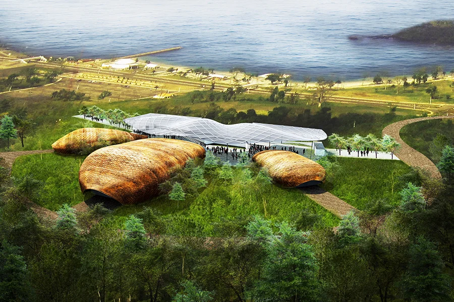 African National Performing Arts Center Aerial Rendering of the Center and Surrounding Site.