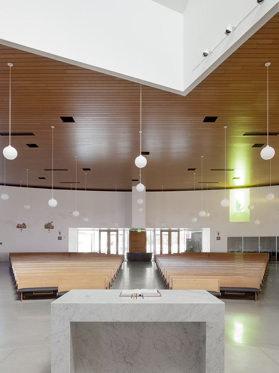 St. Joseph the Worker Church Pulpit and worship space designed by Sparano Mooney Architecture