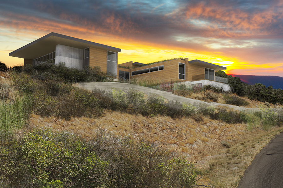 Park City Modern Residence Rendering of the home from driveway