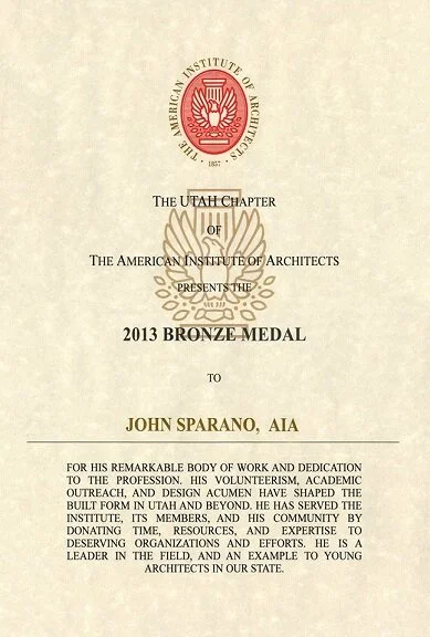 John Receives AIA Utah Bronze Medal