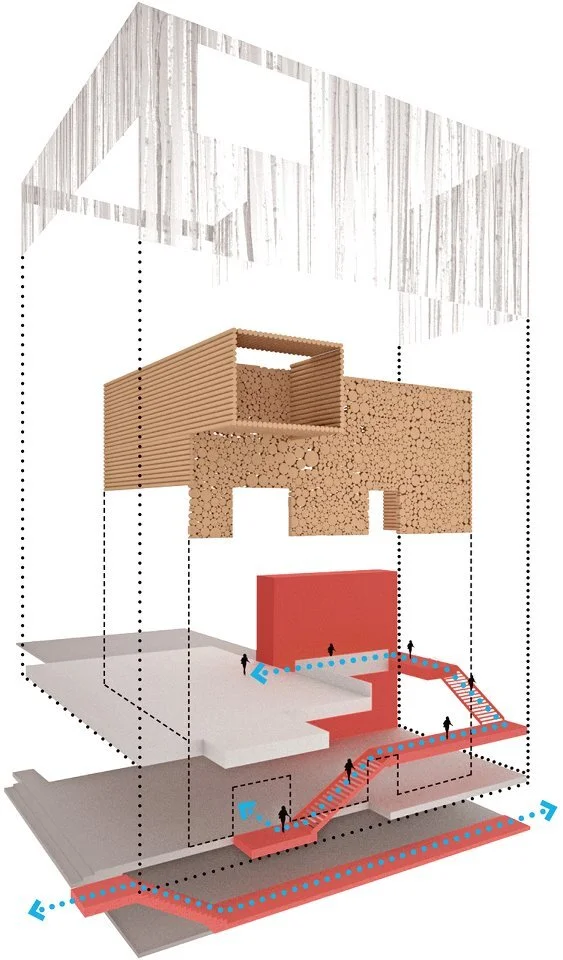 exploded axonometric drawing - art center