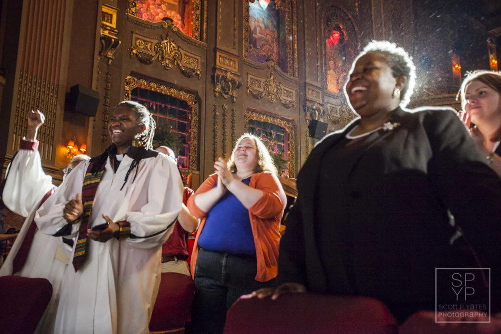 Rev. Lacette Crosss, of Richmond, second from right, cheers with others in celebration of the Supreme Court's decision to legalize same-sex marriage in all 50 states.