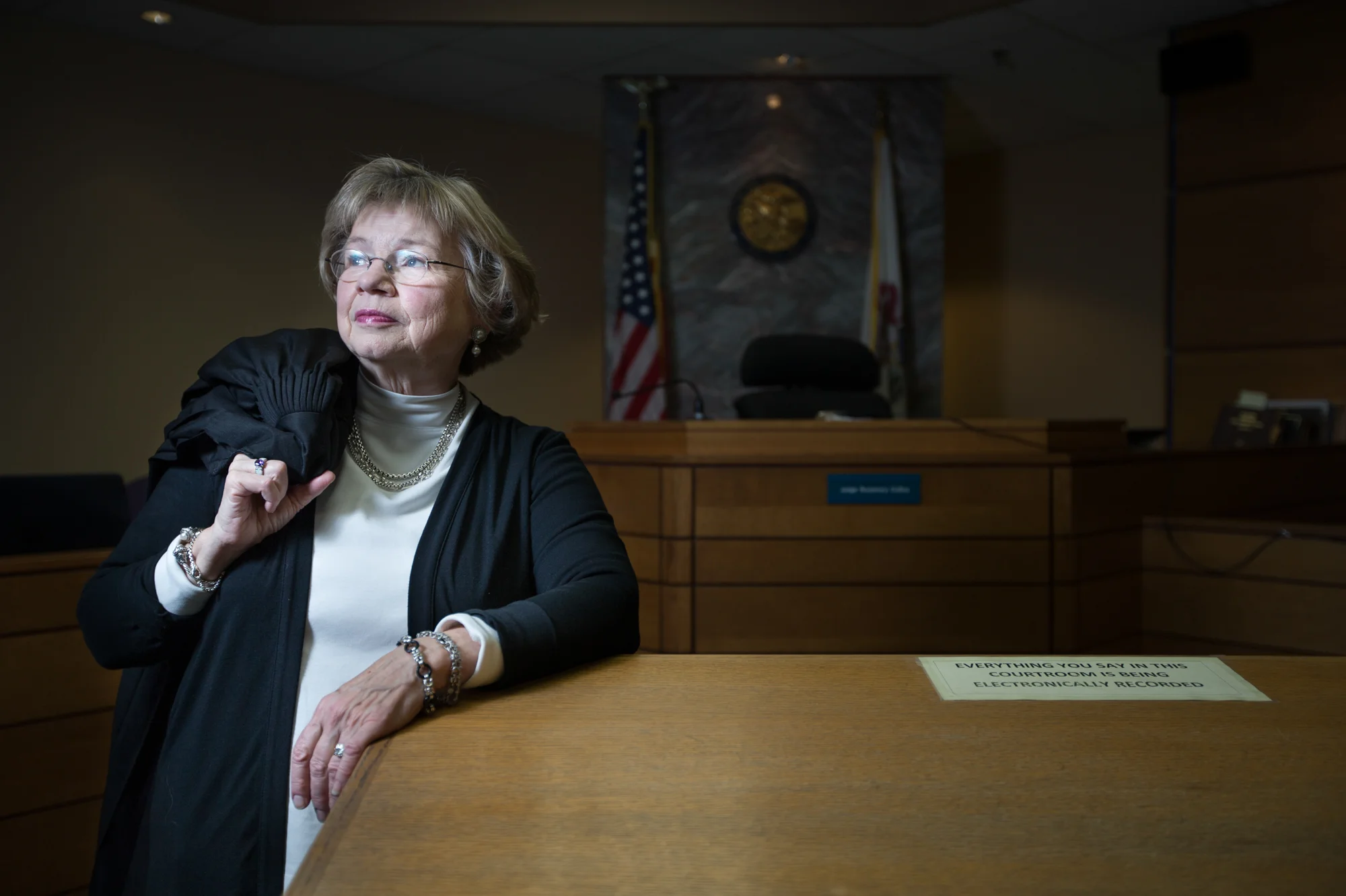 Judge Rosemary Collins poses for a portrait in her courtroom of almost 30 years on Tuesday, Nov. 20, 2018, at the Winnebago County Circuit Courthouse in Rockford.