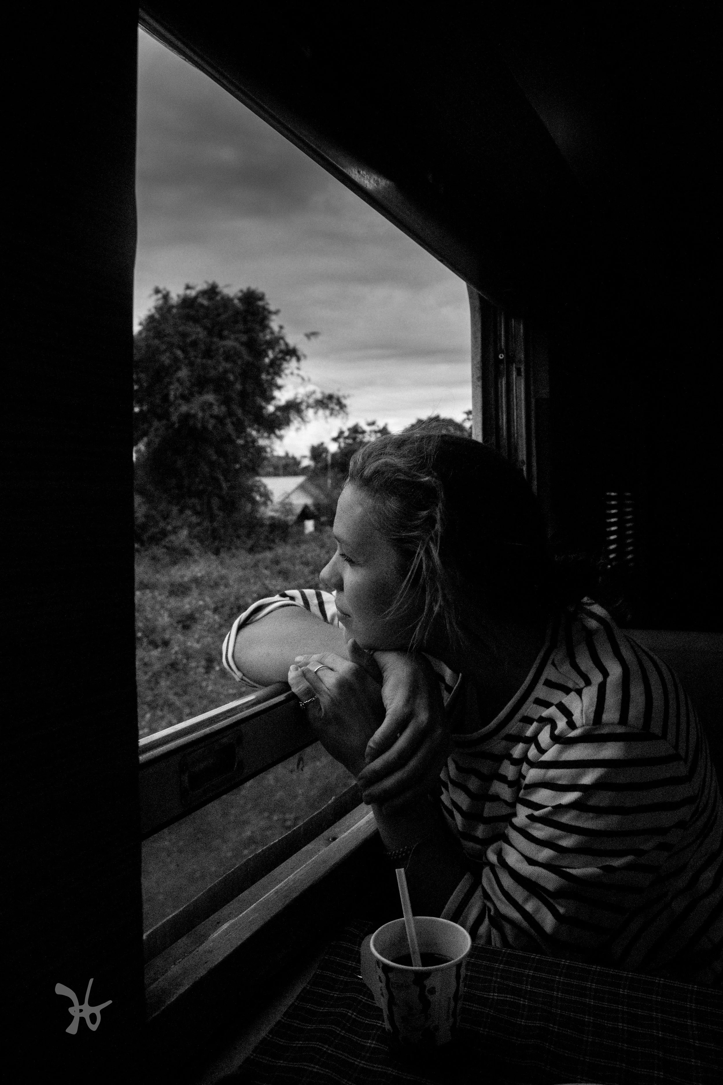 Abigail on the train to Chiang Mai