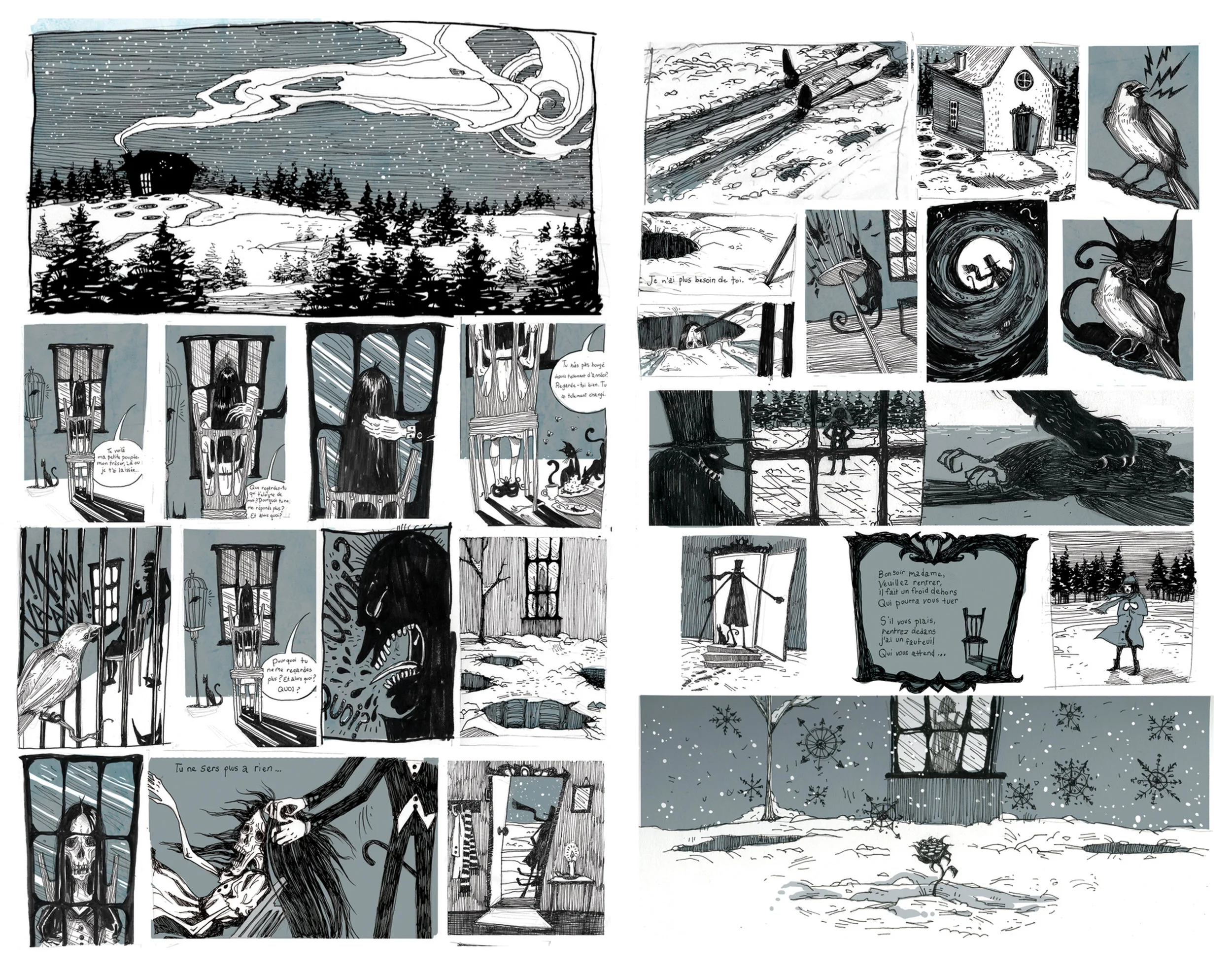 "Neige Noir", Two Page Comic Strip