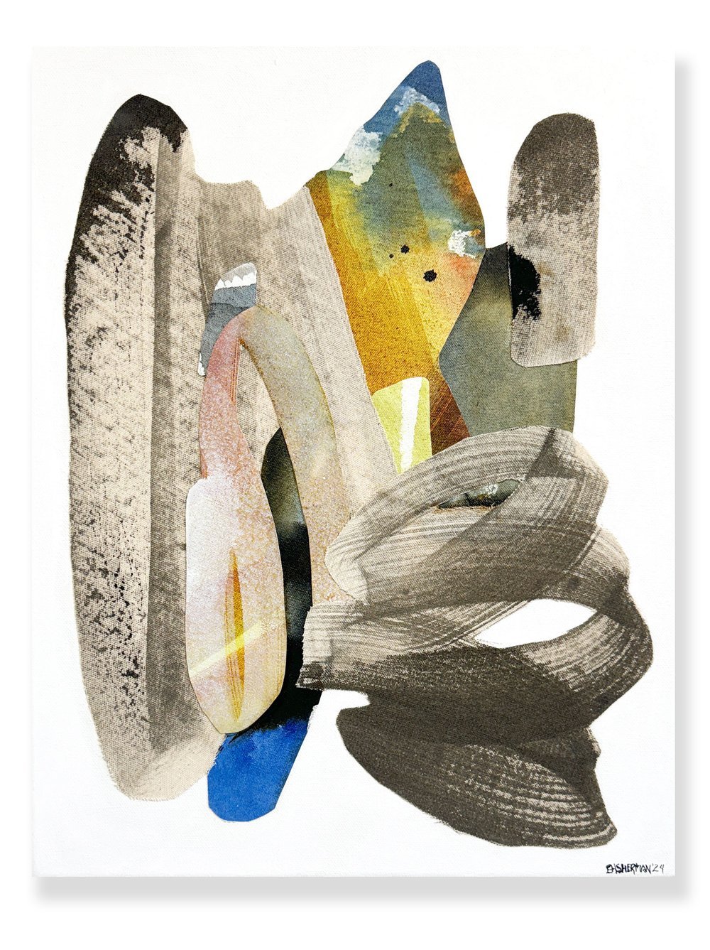 Henge 5 /// 18 x 14. Acrylic on canvas, assembled on canvas.