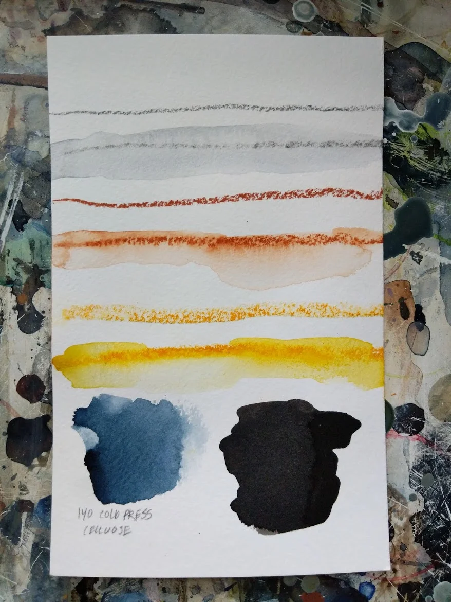 Paper Tests; My usual materials on sample cards — E.H. Sherman