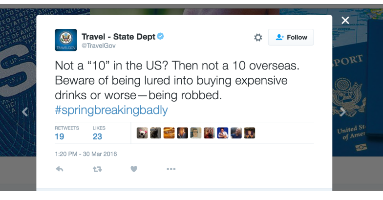 Helpful tip from the U.S. State Department