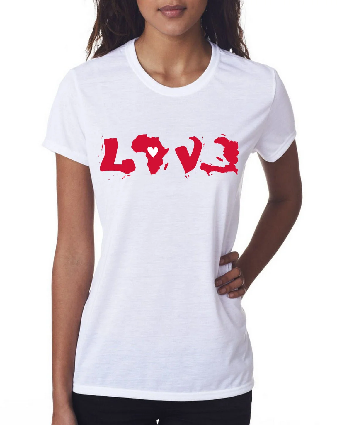 Love Haiti Woman White Shirt.jpg