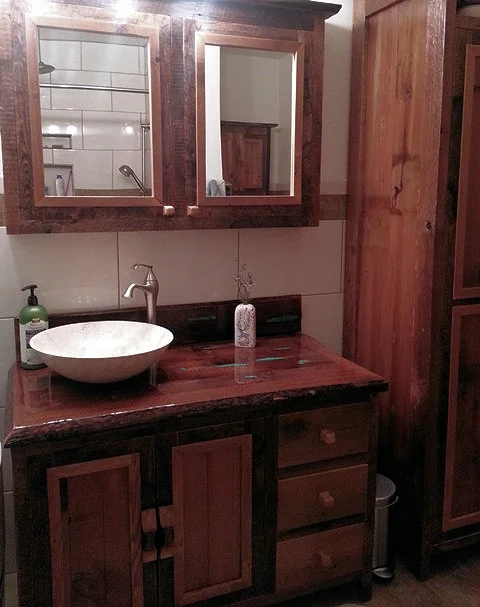 Red Cedar Top On A Barn Wood Vanity