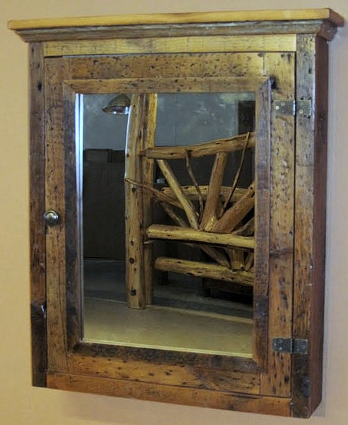 Barn Wood Medicine Cabinet With Mirror, Rustic Wooden Medicine Cabinets