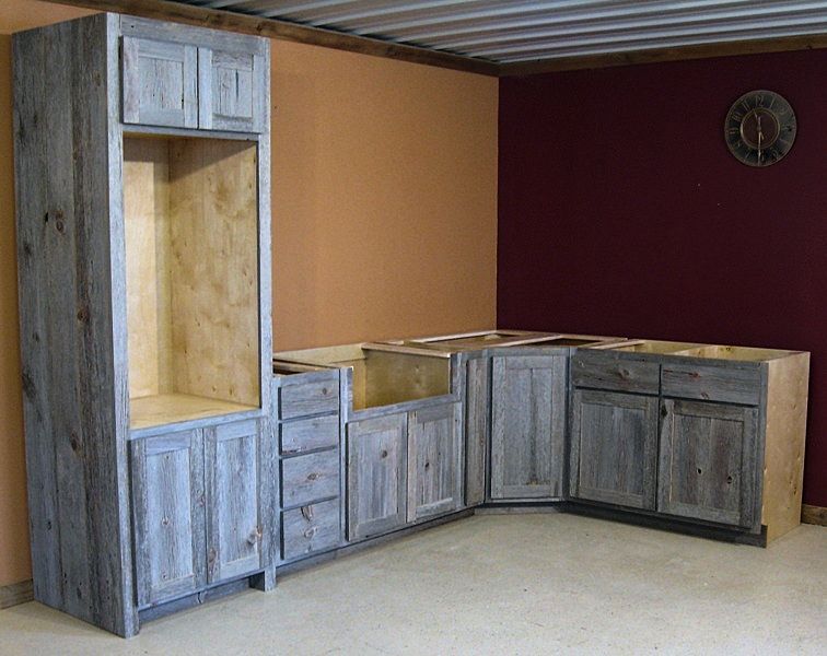 Weathered Gray Barnwood Kitchen Cabinets