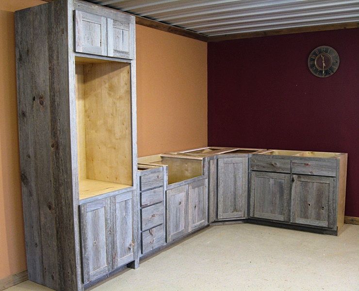 Weathered Gray Barnwood Kitchen Cabinets for Sale