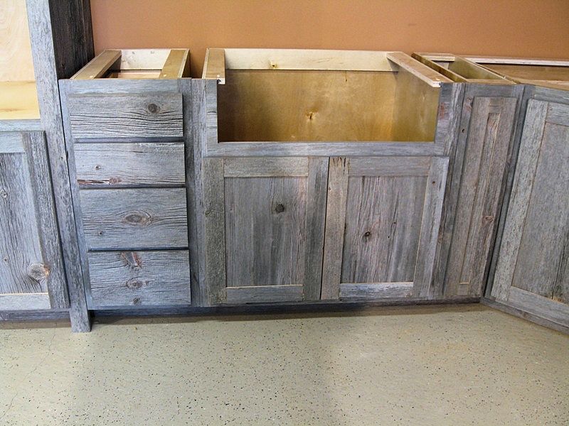 Weathered Gray Barnwood Kitchen, Grey Distressed Wood Kitchen Cabinets