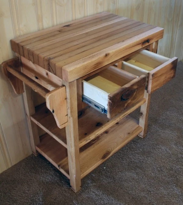 Reclaimed Oak Kitchen Stand — Barn Wood Furniture Rustic Barnwood and