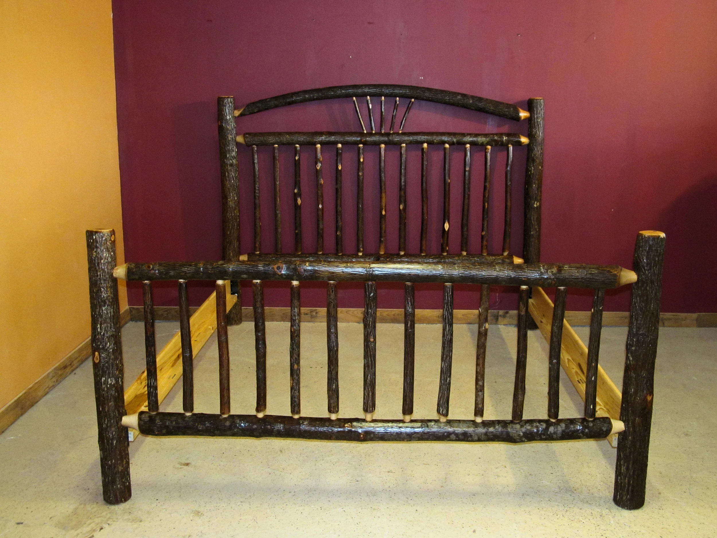 Arched Hickory Log Bed — Barn Wood Furniture Rustic Barnwood and Log