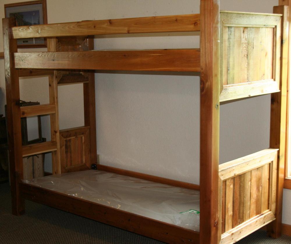 Reclaimed Barnwood Style Bunk Bed, Log Furniture Bunk Beds