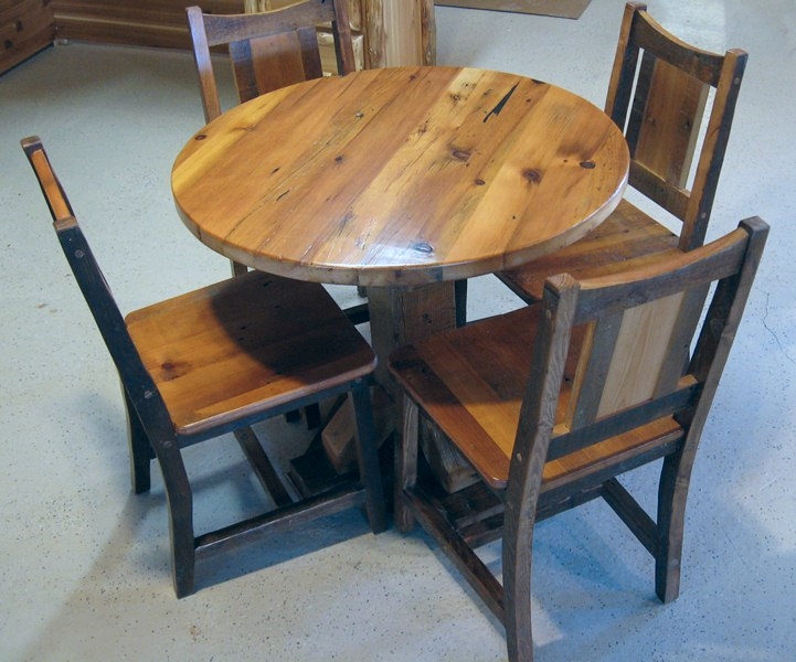 Barnwood Round Dining Table With No, Reclaimed Barnwood Round Dining Table