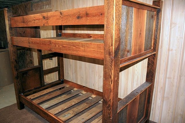 Barnwood Bunk Beds Twin Over Full, Antique Wooden Bunk Beds