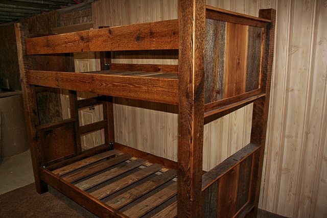 Barnwood Bunk Beds Twin Over Full, Vintage Wooden Bunk Beds