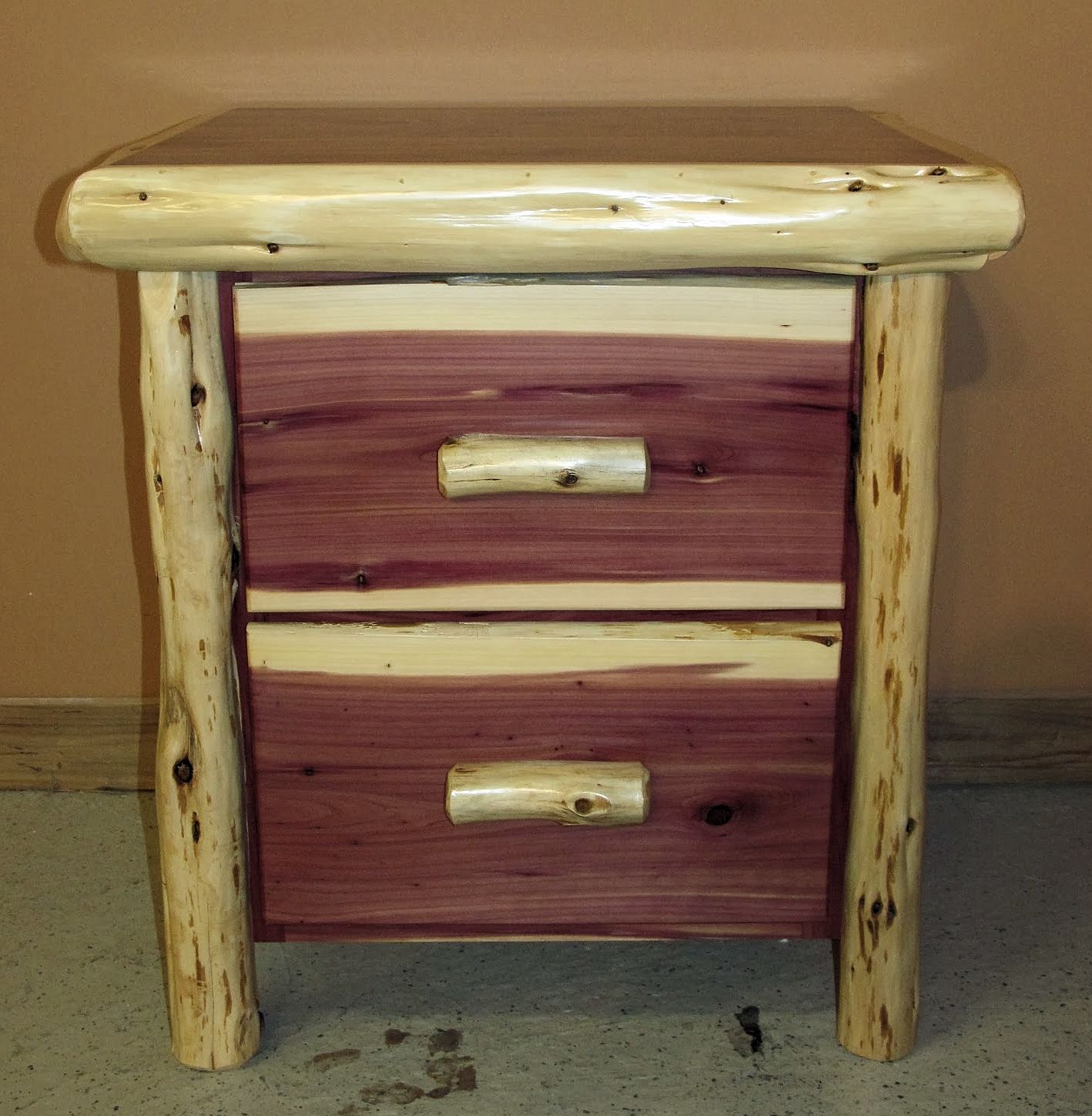 Red Cedar Juniper Log Night Stand 2 Drawer