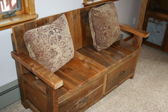 Rustic Barnwood Bench With Back, Rustic Wooden Benches With Backs