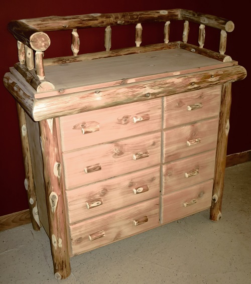 Rustic Cedar Log Baby Changing Table Dresser