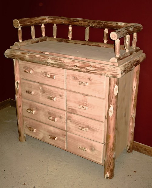 Rustic Cedar Log Baby Changing Table Dresser