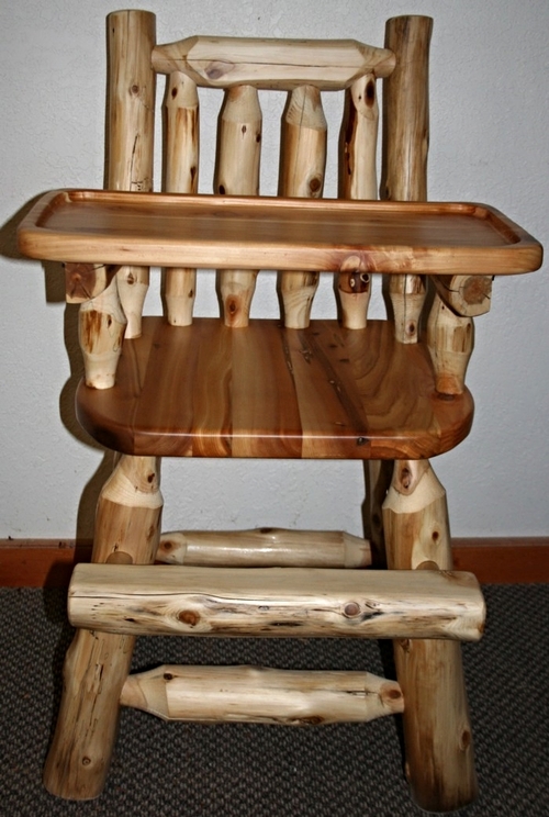 Cedar Log Baby High Chair Barn Wood Furniture Rustic Barnwood