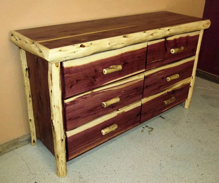 Red Cedar Log 6 Drawer Dresser