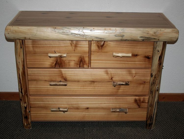 Cedar Log Low Boy Dresser Barn Wood Furniture Rustic