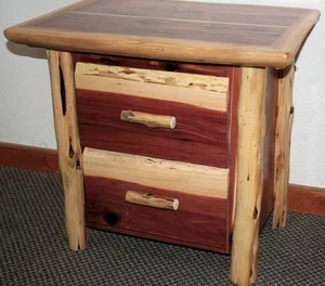 Red Cedar Juniper Log Nightstand 2 Drawer