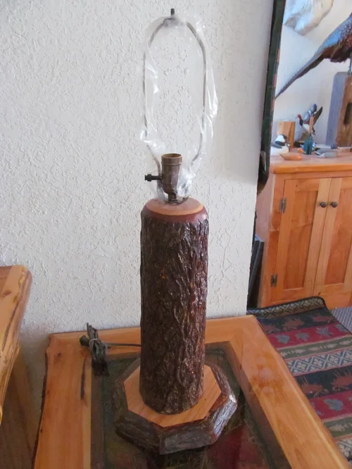Rustic Hickory Wooden Log Table Lamp | Vienna Woodworks