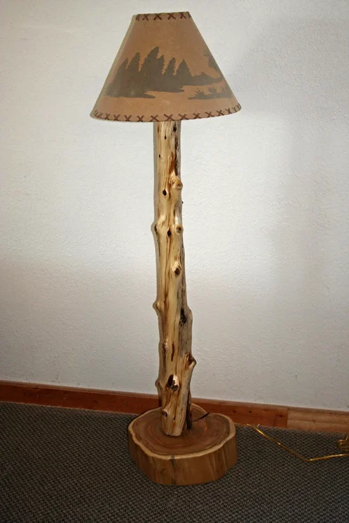 Rustic Cedar Log Cabin Floor Lamp Vienna Woodworks