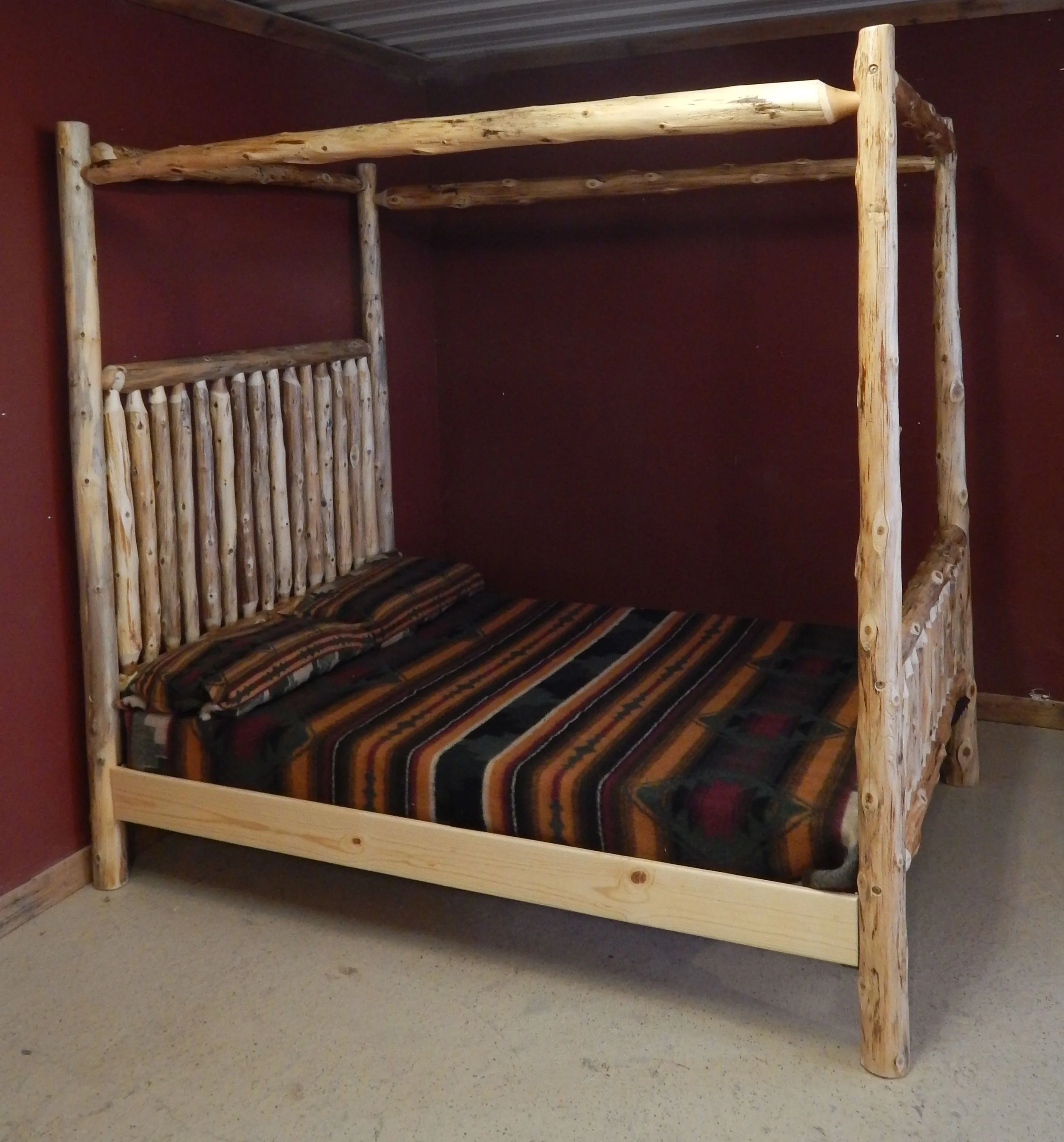 Rustic Canopy Convertible Log Baby Crib