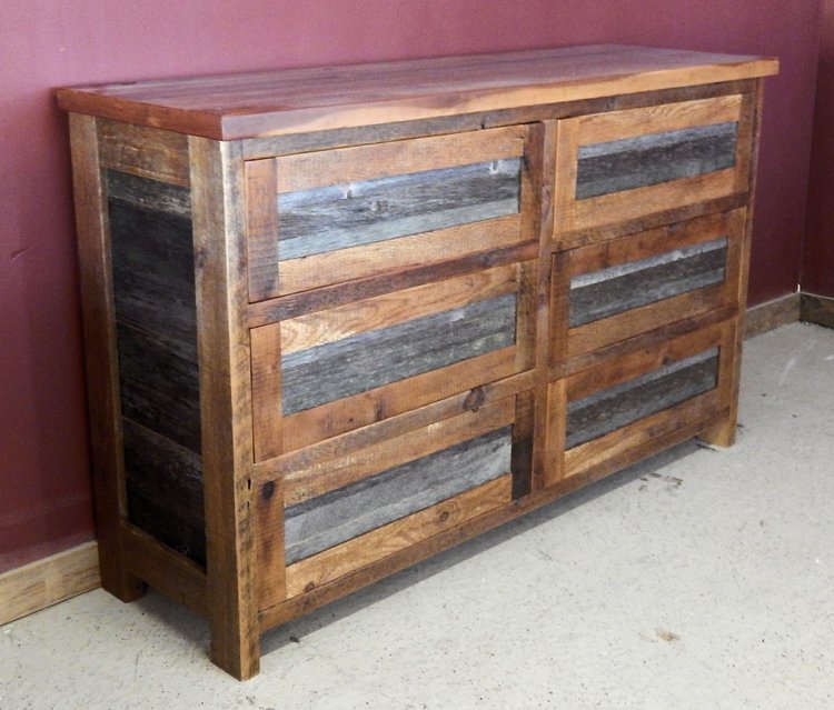 Gray And Brown Barn Wood Dresser, Gray Reclaimed Wood Dresser