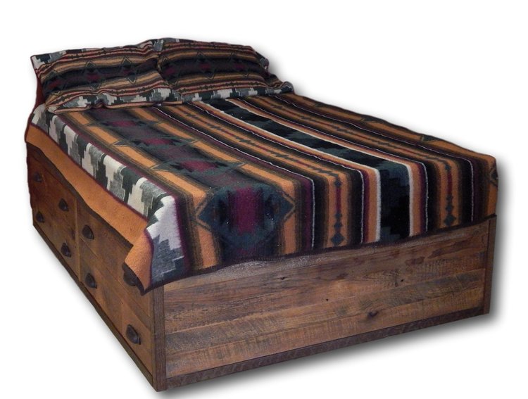 Barnwood Platform Bed Frame, Amish Bed Frame Plans