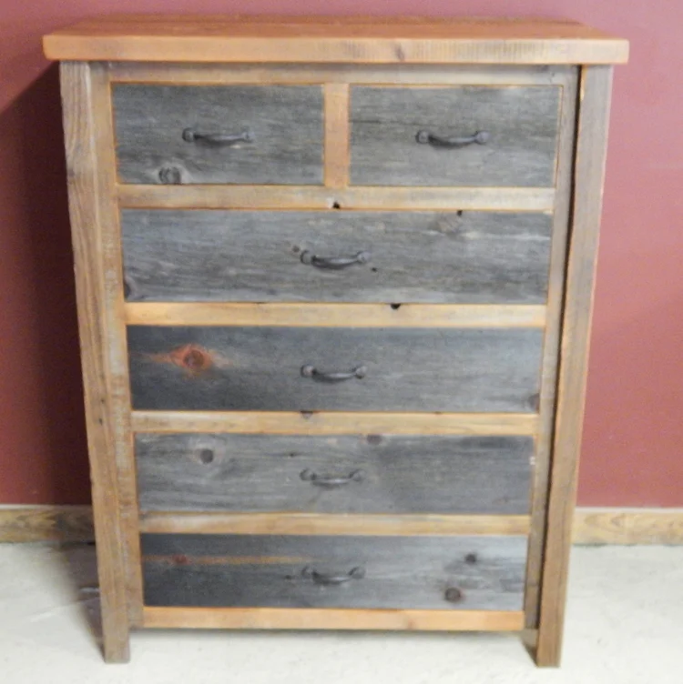 grey reclaimed wood dresser Romorgniz Farmhouse 7 Drawers Dresser for Bedroom with Smooth Metal Rails,51"Wide Wood Dresser with Deep Drawers,Chest of Drawers for Bedroom Storage