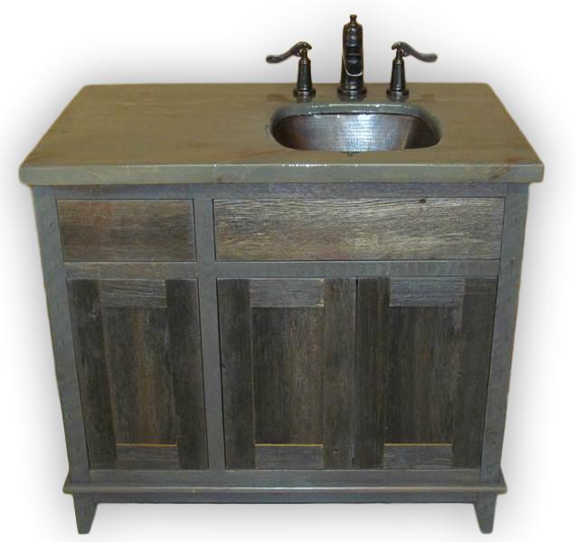 Antique Weathered Gray Barn Wood Vanity, 24 Inch Barnwood Bathroom Vanity