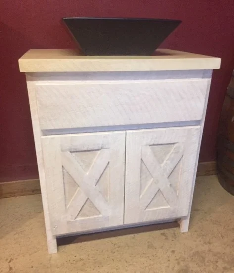 White Washed Rough Sawn Oak Wood Vanity