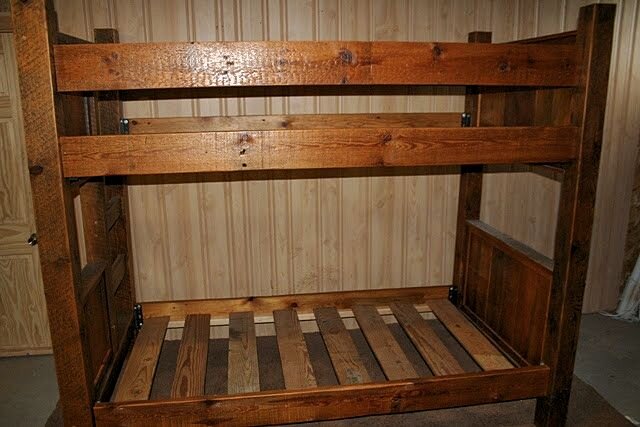 Reclaimed Barn Wood Bunk Bed, Old Hickory Bunk Beds