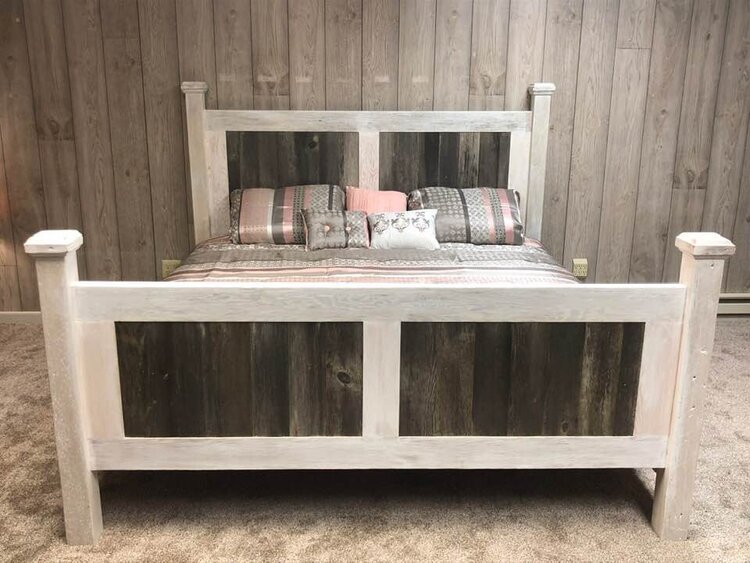 Reclaimed Whitewash Barnwood Bed, How To White Wash Wooden Bed Frame