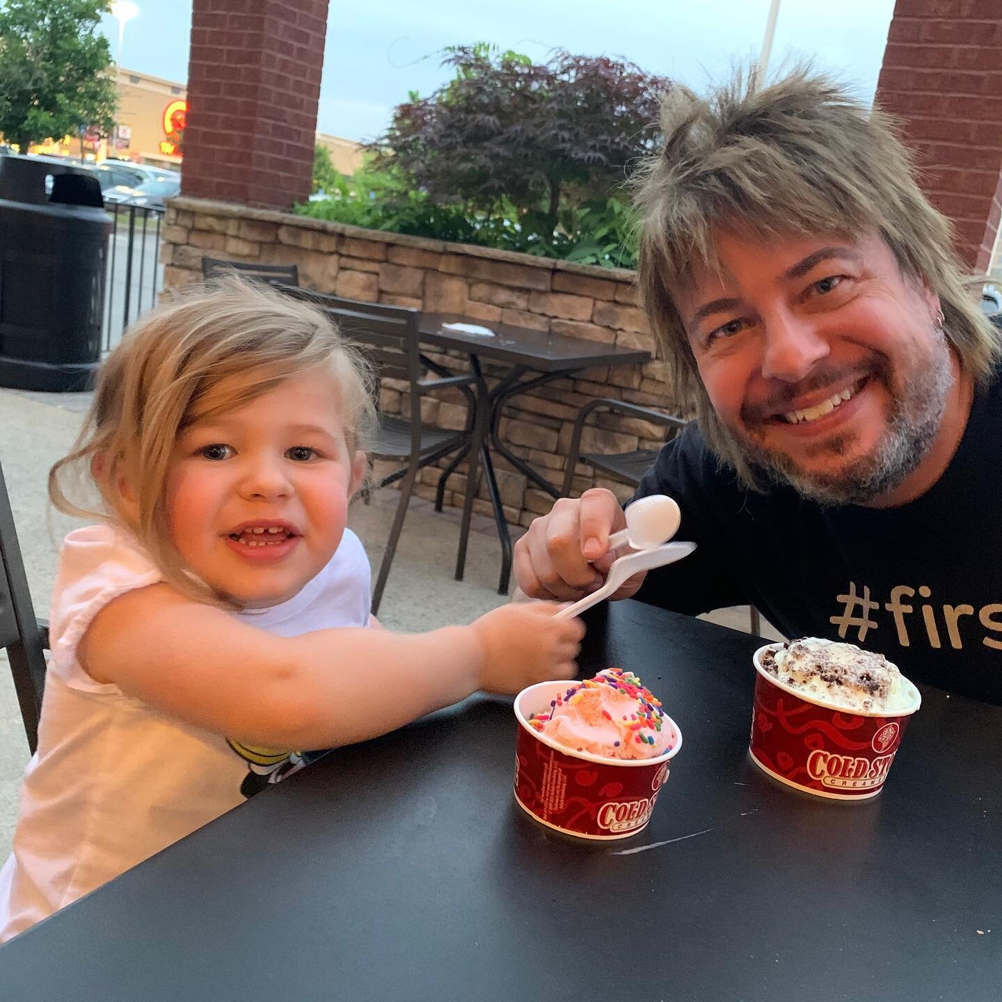 Ice cream night w/my Scarlett and @ashsidoti.. Being a dad is the best feeling in the world.. ❤️ #squish #sweetScarlett