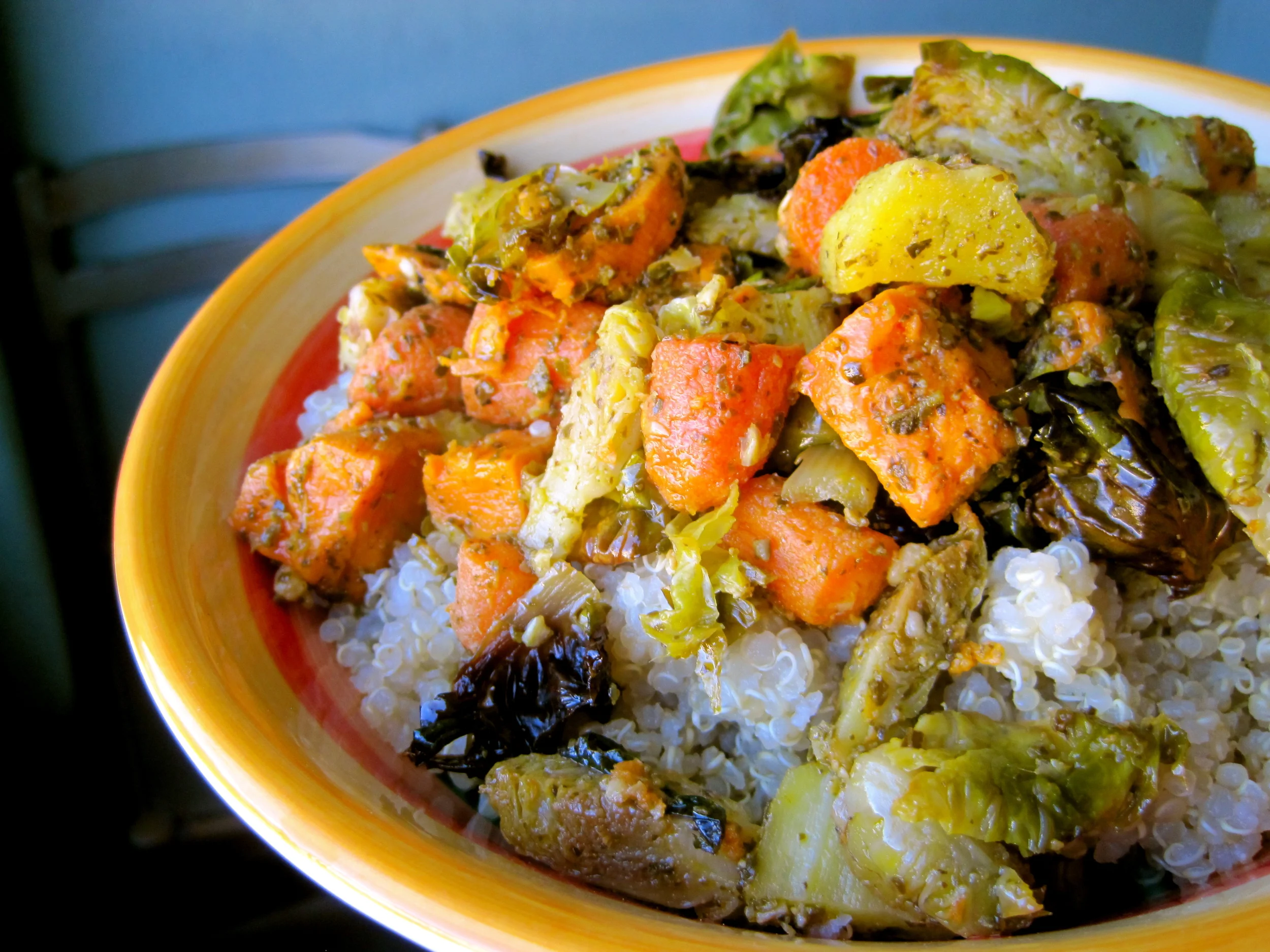 Roasted Pesto Vegetables with Quinoa