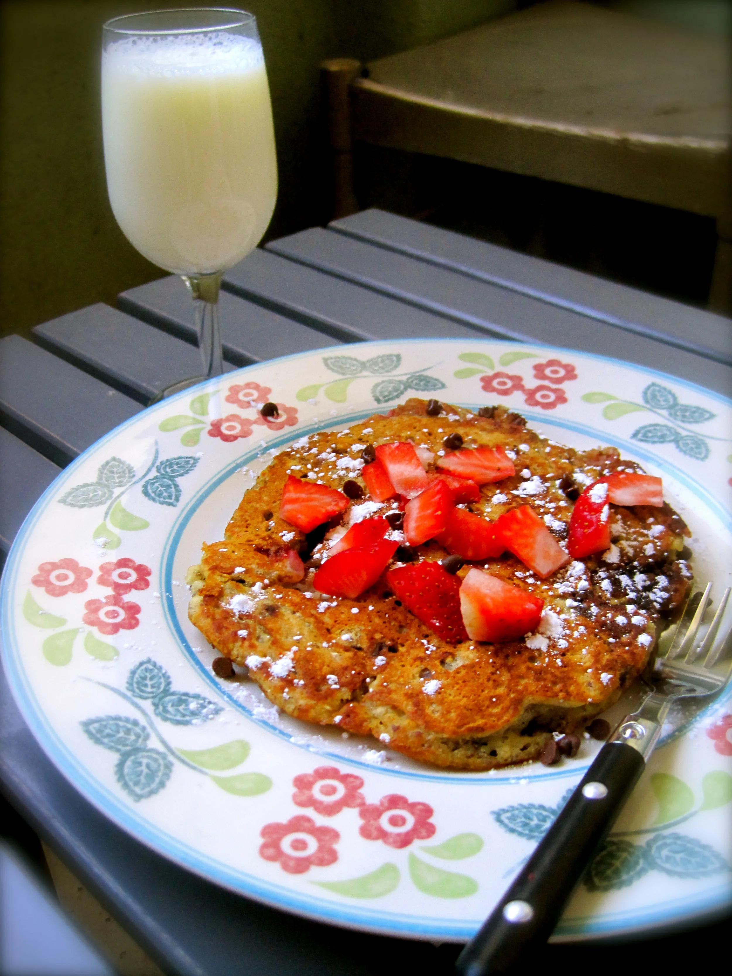 Chocolate Chip and Strawberry Pancakes