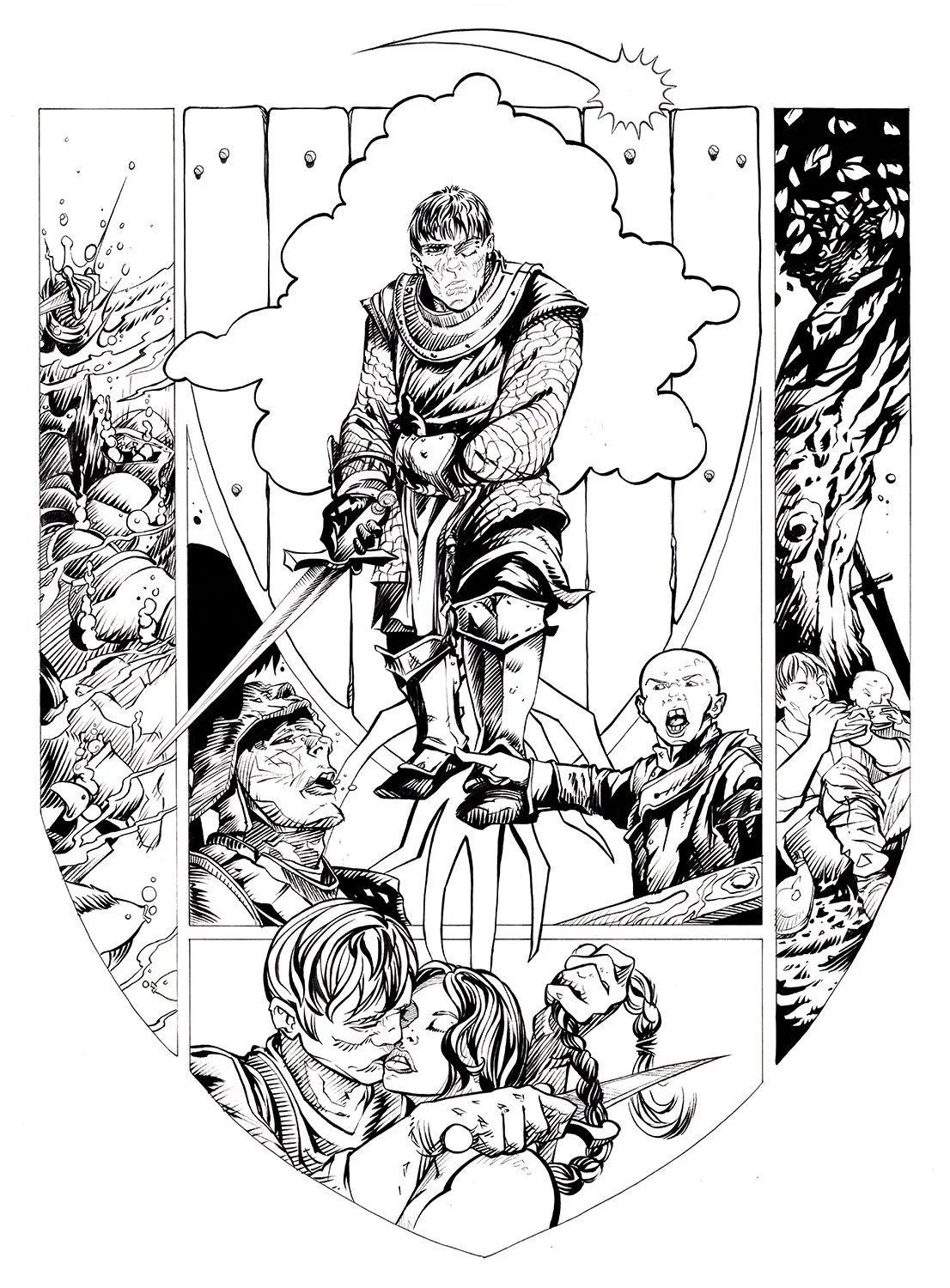 Knight of Seven Kingdoms - Dunc & Egg - Original Ink Drawing